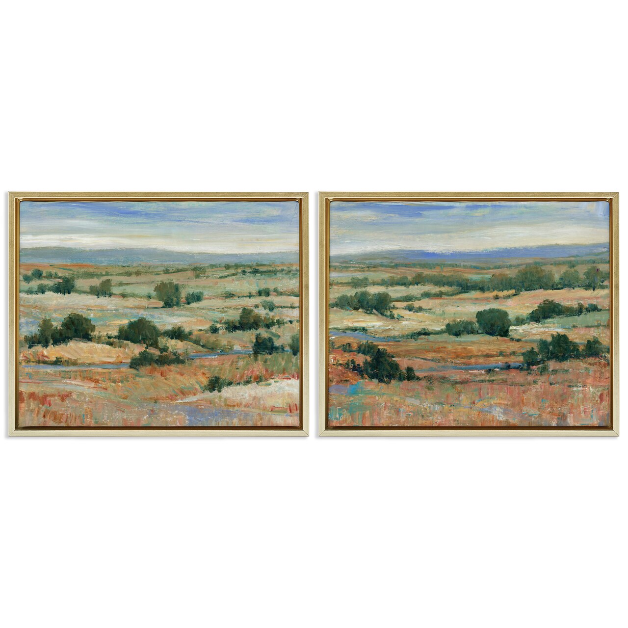 Stupell Industries Abstract Farm Field Landscape 2 pc Framed Floater Canvas Wall Art Set Design by Tim Otoole